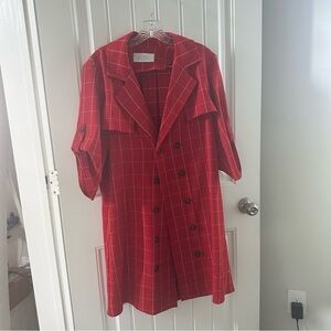 PEARL by LELA ROSE Plaid Trench Shirt Dress